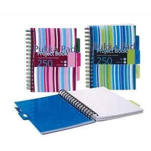 Image of Pukka Pad A5 Project Book Wirebound Plastic Ruled 3-Divider 250 Pages 80gsm Assorted Pack 3