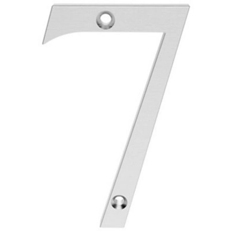 Image of Loops Satin Chrome Door Number 7 75mm Height 4mm Depth House Numeral Plaque Multi