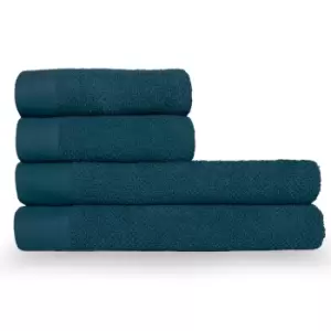 Image of Textured Weave 4 Piece Hand/Sheet Towel Set Blue