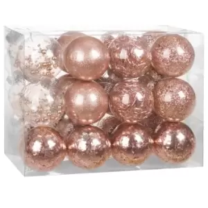 Image of Christmas Tree Baubles 24 Pcs Rose-Gold 7cm