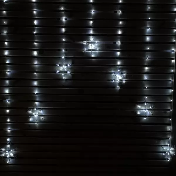 Image of 1.2m Battery Operated Snowflake Curtain Christmas Lights with 147 White LEDs