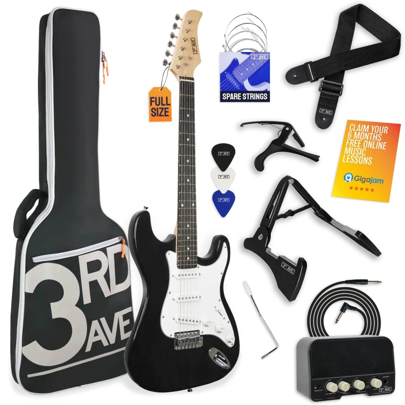 Image of 3rd Avenue Full Size Electric Guitar Pack with Amp Black unisex Full Size