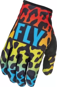 Image of Fly Racing Lite Spotted Motocross Gloves, red-blue-yellow Size M red-blue-yellow, Size M