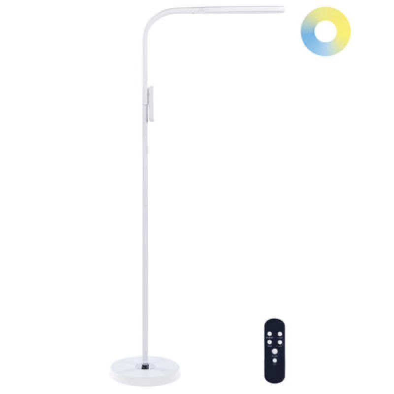 Image of Beliani LED Floor Lamp Aries With Dimmer Metal White