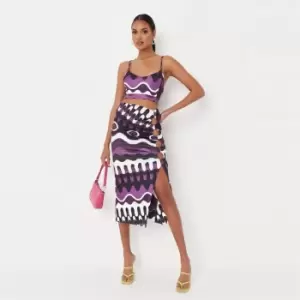 Image of Missguided Bralet and Ruched Midi Skirt Set - Purple