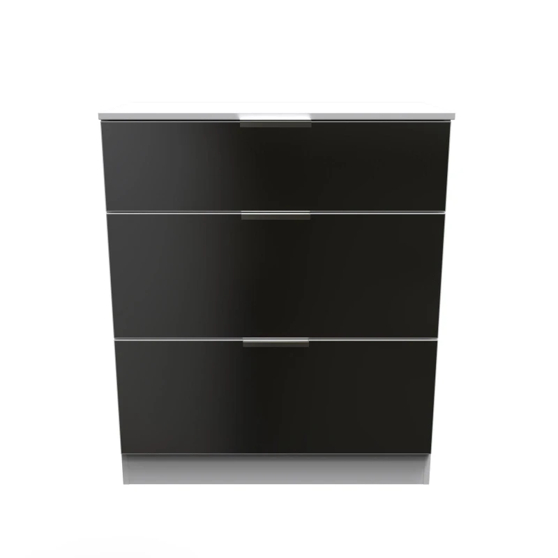 Image of Poole 3 Drawer Deep Chest In Black & White (Ready Assembled)