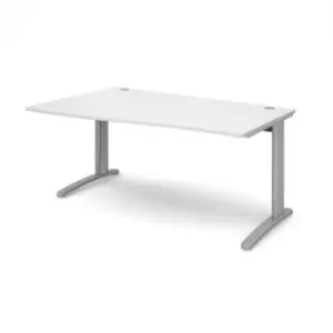 Image of Office Desk Left Hand Wave Desk 1600mm White Top With Silver Frame TR10