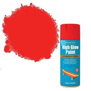 Image of Rust-Oleum High glow Red orange Matt Fluorescent effect Multi-surface Spray Paint 400ml