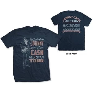 Image of Johnny Cash - All Star Tour Unisex X-Large T-Shirt - Blue