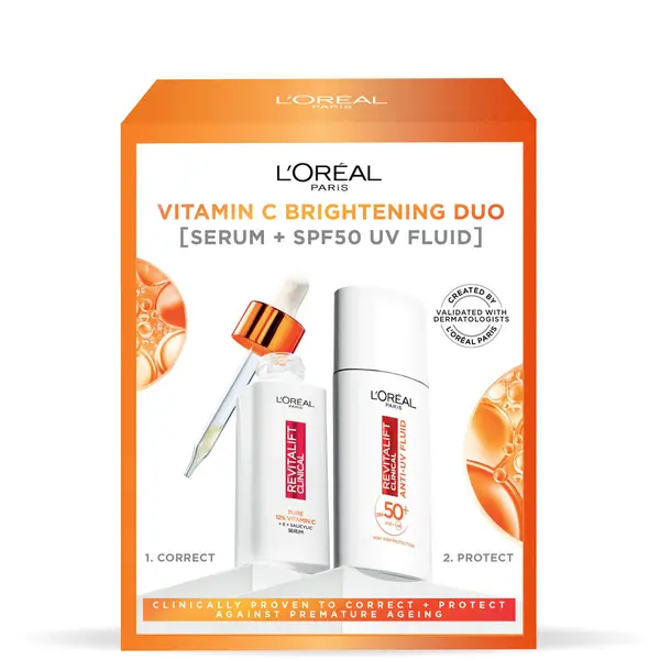 Image of LOreal Paris Revitalift Pure Vitamin C Serum and SPF 50+ Invisible Fluid Face Duo
