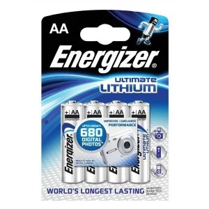 Image of Energizer LR06 1.5V AA Ultimate Lithium Battery Pack of 4