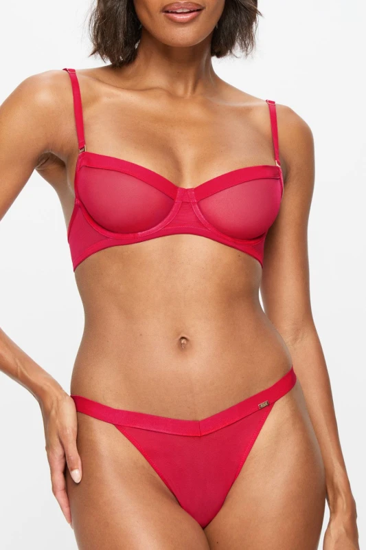 Image of KBX Womens Zadie Non Pad Balcony Bra in Red Size: 34D Red Female 34D