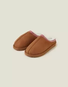 Image of Accessorize Kids Suedette Braid Mule Slippers Tan, Size: M