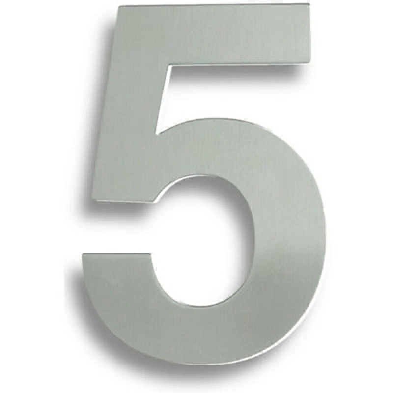 Image of Loops 178mm Front Door Numerals '5' 150mm Fixing Centres Satin Stainless Steel Metallics