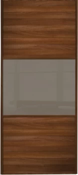 Image of Wickes Sliding Wardrobe Door Wideline Walnut Panel and Cappuccino Glass - 2220 x 762mm