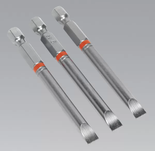 Image of Sealey AK210518 Power Tool Bits Slotted 6mm Colour-Coded S2 75mm 3pc