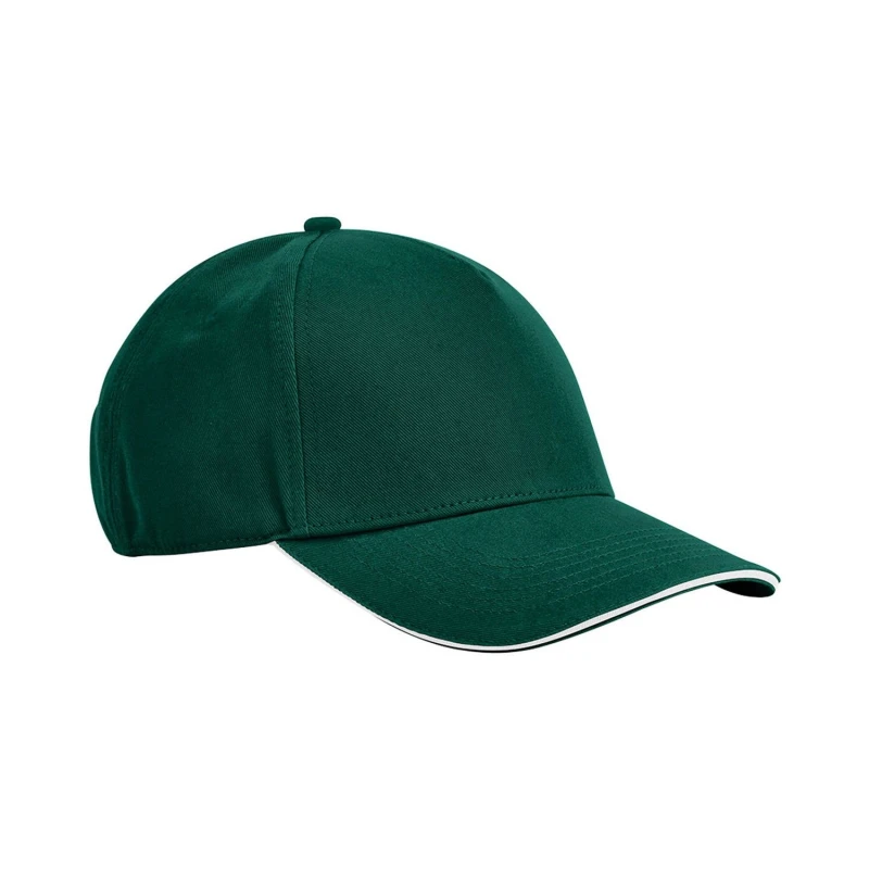 Image of Beechfield Beechfield Men Classic Cotton Sandwich Peak Cap in Bottle Green Bottle Green One Size Male 5063527237224