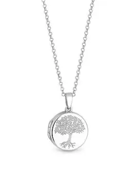 Image of Simply Silver Sterling Silver 925 Embossed Tree Of Love Locket Necklace