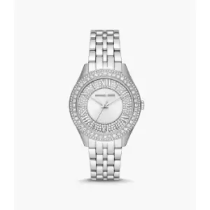 Image of Michael Kors Womens Harlowe Three-Hand Stainless Steel Watch - Silver