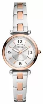 Image of Fossil ES5201 Womens Carlie Silver Dial Two Tone Watch