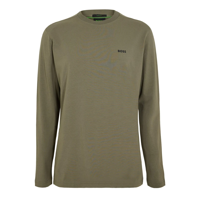Image of Boss Mens HBG Long T-Shirt with Iconic Logo Dark Beige 257 male S