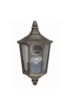 Image of Cricklade 1 Light Outdoor Wall Half Lantern Light Black Gold IP44 E27