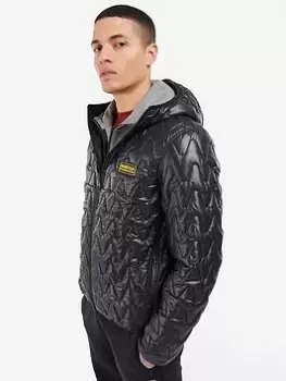 Image of Barbour International Wave Hooded Quilted Jacket, Black Size XL Men