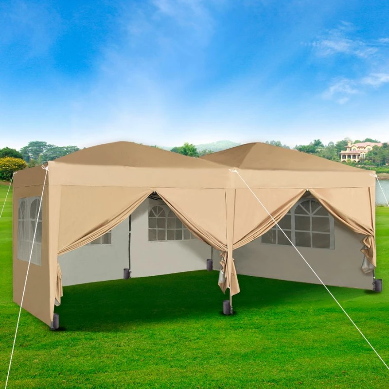 Image of MCC Direct 3x6m Pop Up Gazebo With Removable Sides and Storage Bag Beige