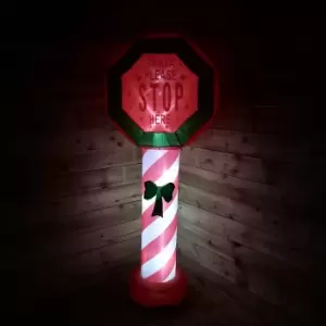 Image of 6ft (1.8m) Indoor Outdoor Inflatable LED Lit Santa Stop Here Christmas Sign