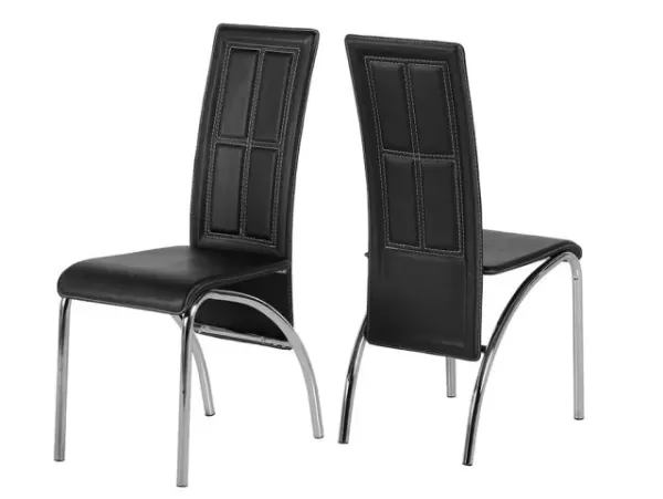Image of Seconique A3 Set of 2 Black Leather and Chrome Dining Chairs