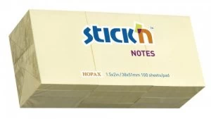 Image of Value Stickn Sticky Notes 38x51mm Pastel Yellow PK12