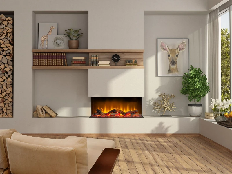 Image of Acantha Fires & Fireplaces Acantha Aspire 75 Panoramic Media Wall Electric Fire in Black Unisex