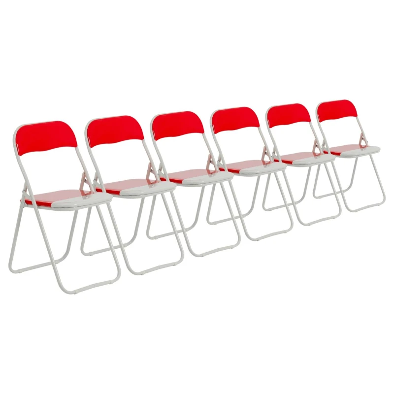 Image of Harbour Housewares Coloured Padded Folding Chairs - Red - Pack Of 6