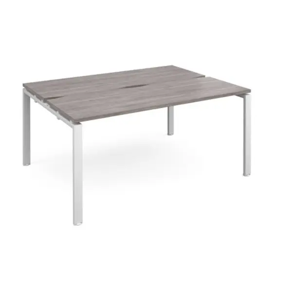 Image of Adapt Adapt sliding top back to back desks 1600mm x 1200mm - white frame, grey oak top STE1612-WH-GO