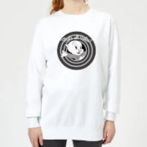 Image of Looney Tunes That's All Folks Porky Pig Womens Sweatshirt - White - S