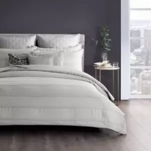 Image of Donna Karan Silky Stripe Kingsize Duvet Cover, Platinum