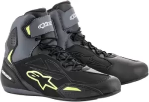 Image of Alpinestars Faster-3 DryStar Motorcycle Shoes, black-grey-yellow, Size 40 41, black-grey-yellow, Size 40 41