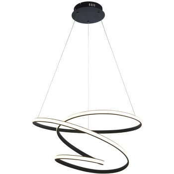 Image of Endon Collection Lighting - Endon Dune Modern Designer LED Pendant Light Swirl Textured Black Finish
