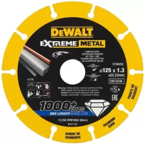 Image of DEWALT Extreme Diamond Metal Cutting Blade 125mm x 22.23mm - N/A