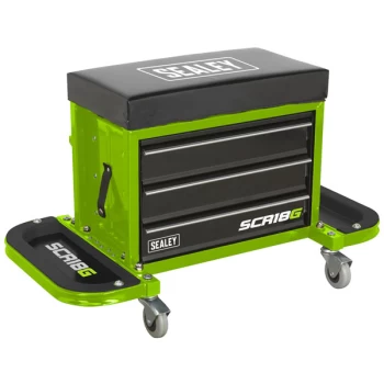 Image of Sealey SCR18G Mechanic's Utility Seat & Toolbox - Hi-Vis Green