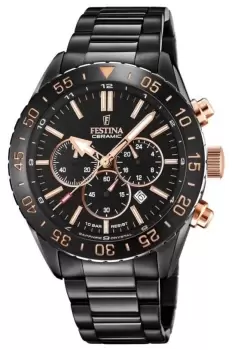 Image of Festina F20577/1 Mens Chronograph Black Ceramic Bezel Watch