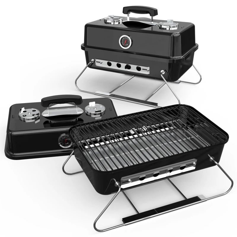 Image of House of Home PORTABLE Charcoal BBQ GRILL WITH FOLDABLE LEGS - B Black unisex 56 x 35cm