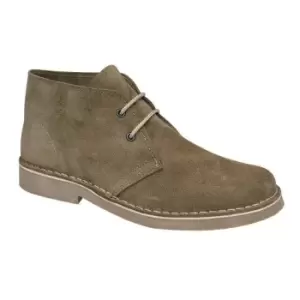Image of Roamers Mens Real Suede Round Toe Unlined Desert Boots (12 UK) (Khaki)