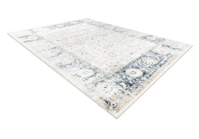 Image of RugsX Distin 0843A White / Navy Blue / Blue Modern Carpet - Ornament, Frame, 80X150 Cm