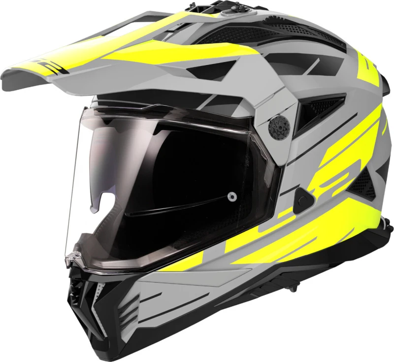 Image of LS2 MX702 Pioneer II Namib Matt Grey H-V Yellow Adventure Helmet Size M