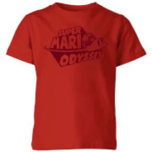 Image of Nintendo Super Mario Odyssey Logo Kid's T-Shirt - Red - 9-10 Years