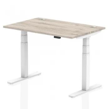 Image of Trexus Sit Stand Desk With Cable Ports White Legs 1200x800mm Grey Oak