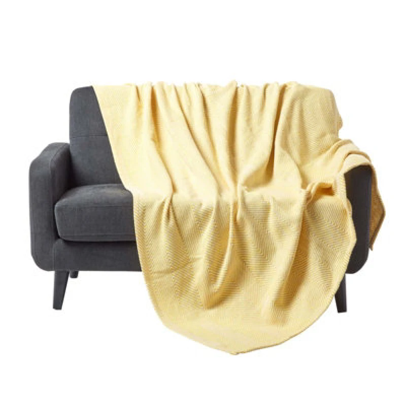 Image of Homescapes Cotton Halden Throw Yellow