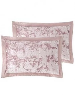 Image of Catherine Lansfield Crushed Velvet Pillowsham Pair - Pink