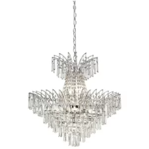 Image of Searchlight Pernette 9 Light Pendant, Crystal Glass Drops, Chrome